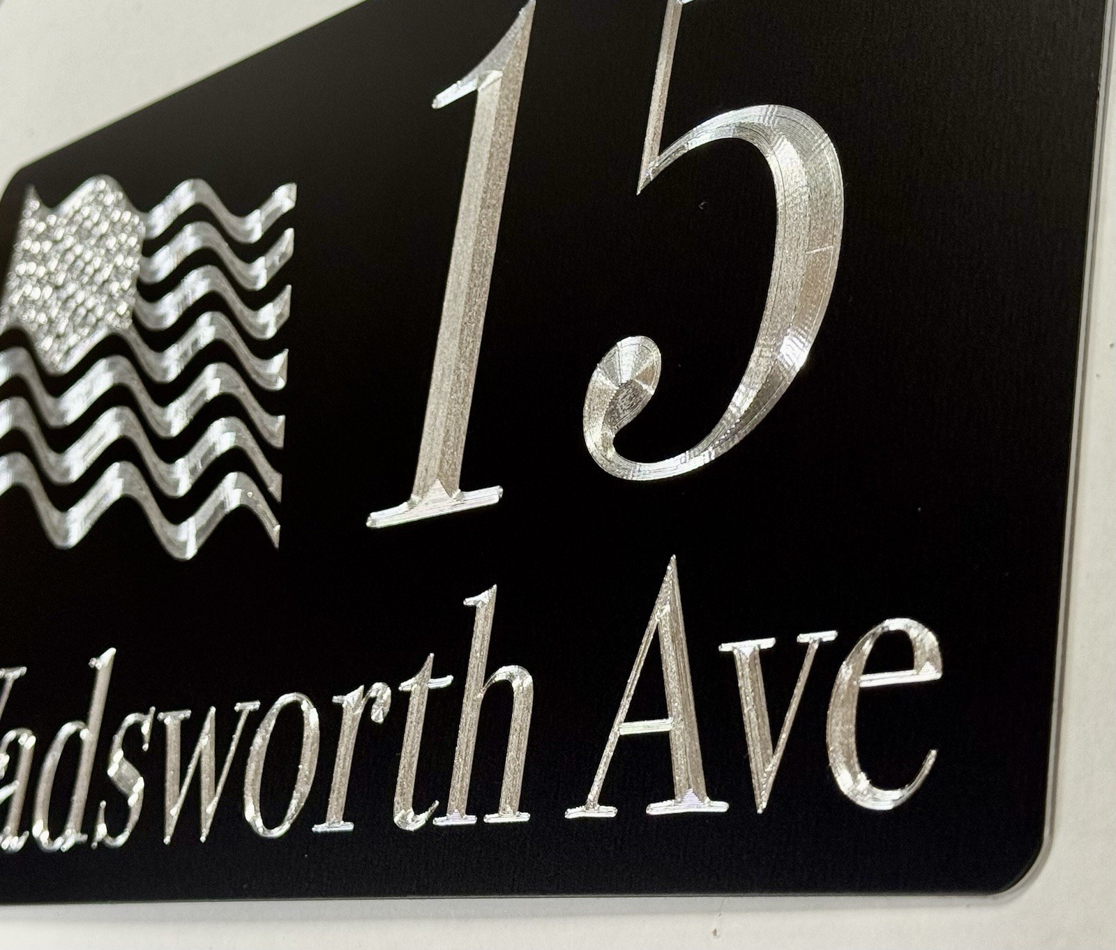 Engraved Personalized Custom US Flag House Home Number Street Address 6×12 Sign