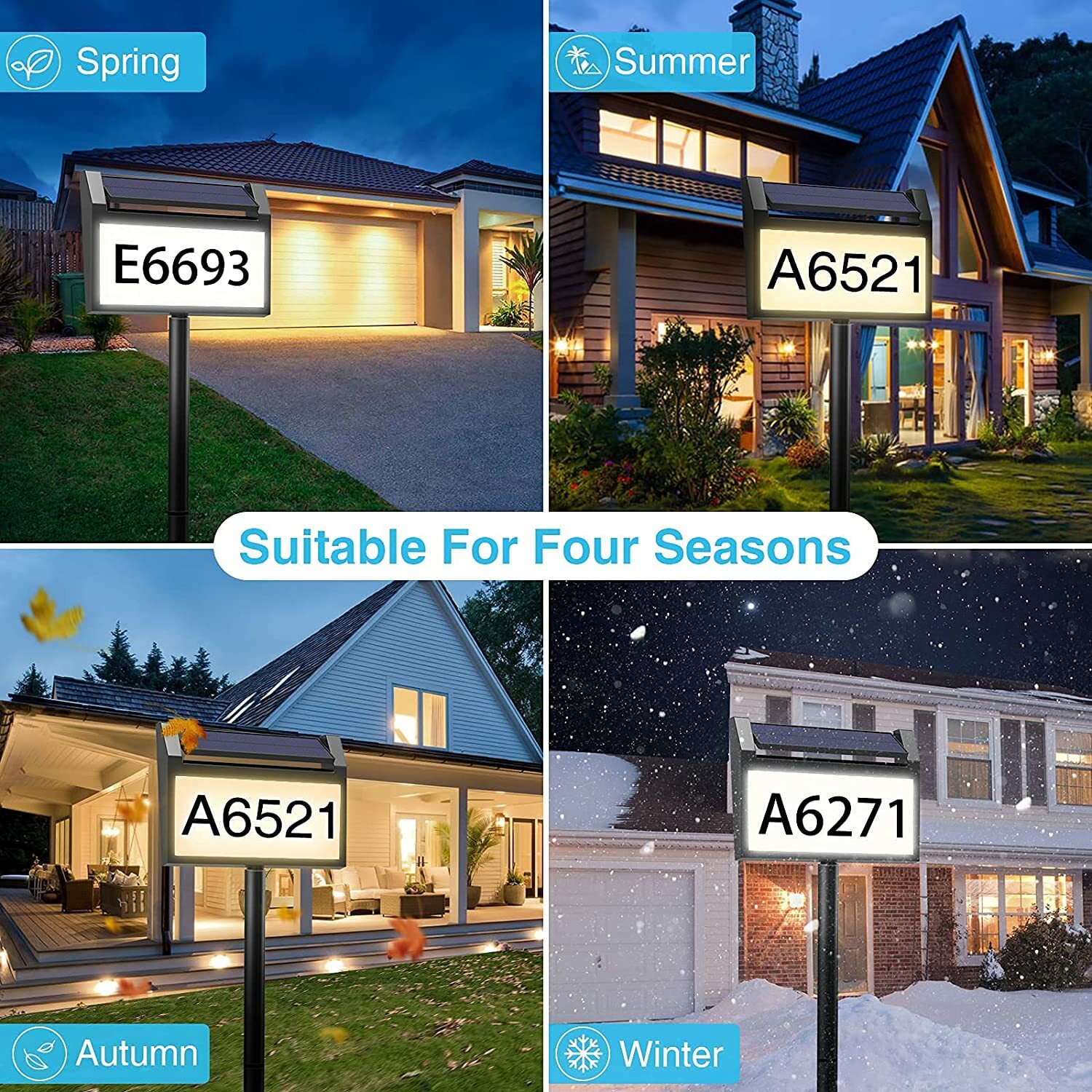 Solar House Number Sign House Numbers Light for Outside Home, Yard, Street
