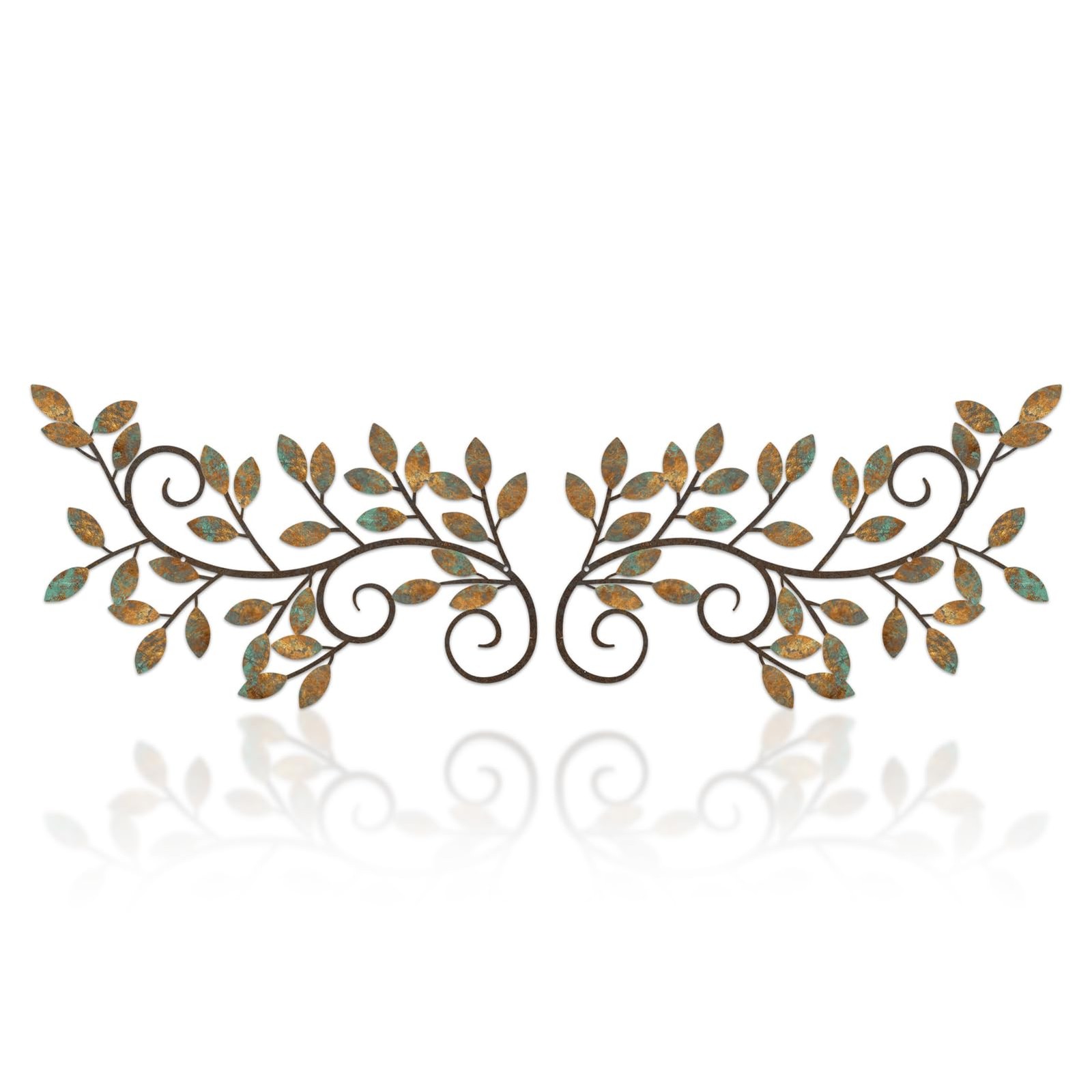 ESTART 2 Pieces Metal Tree Leaf Wall Decor Vine Olive Branch Leaf Wall Art Ornam