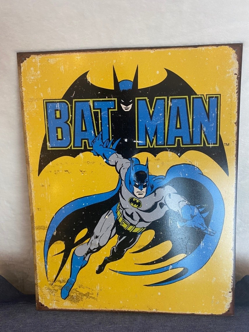 Batman Retro Patina Metal Wall Sign Tin Style 12.5 x 16 Retro Comic Art