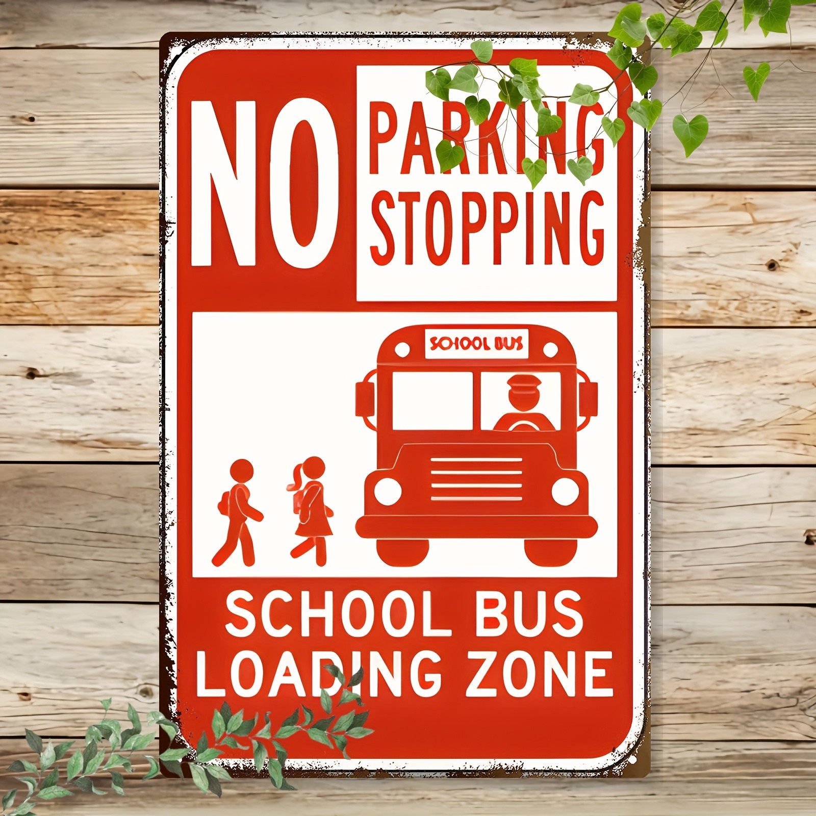 No Parking Stopping School Bus Loading Zone Metal Sign Traffic Safety Wall Decor