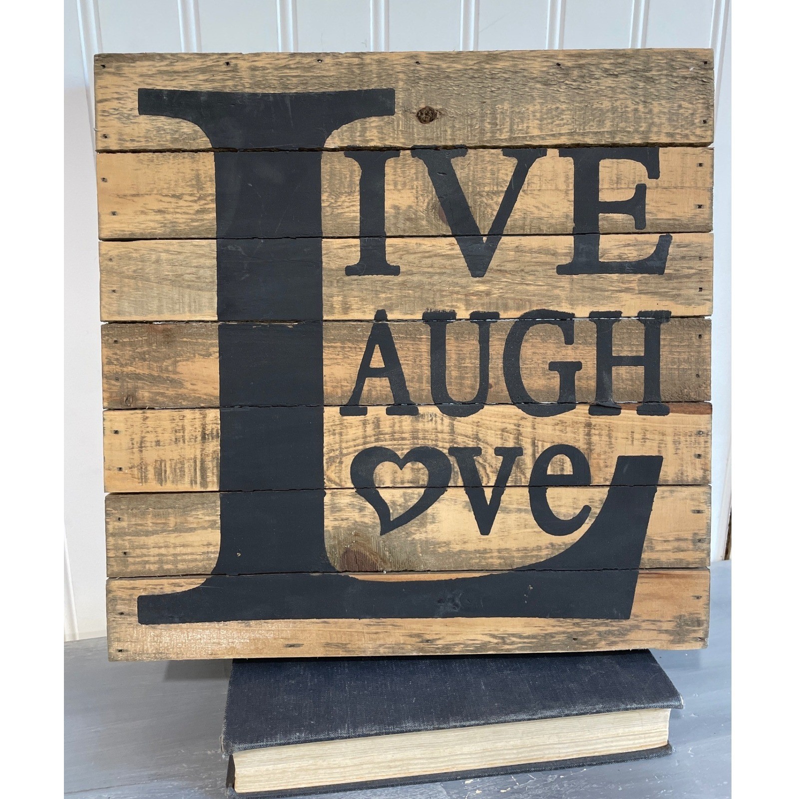 Live Laugh Love Rustic Wood Pallet Wall Art Sign Farmhouse Decor 12×12 Square