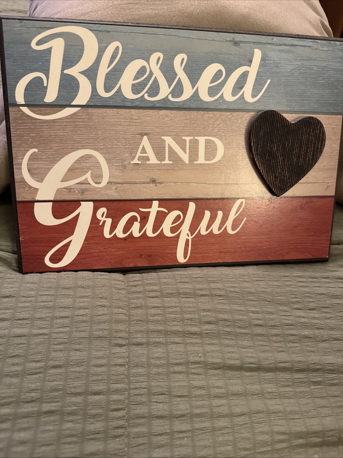 “Sign Of The Times” Blessed And Grateful Wooden Plaque W/heart