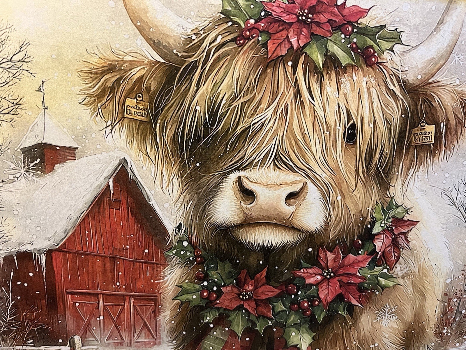 Christmas Farm, Barn Animals, Highland Cow #4, Handcrafted Plaque / Sign