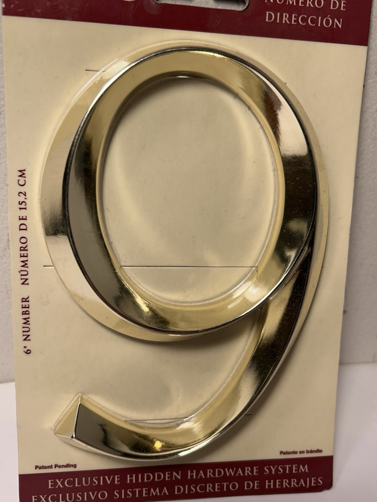 Whitehall Products Classic 6” House Number Polished Brass #9 New