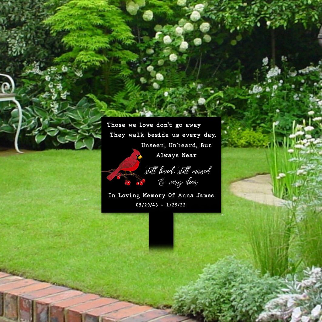 Memorial Stake with Cardinal Personalized Acrylic Plaque Garden Grave Marker