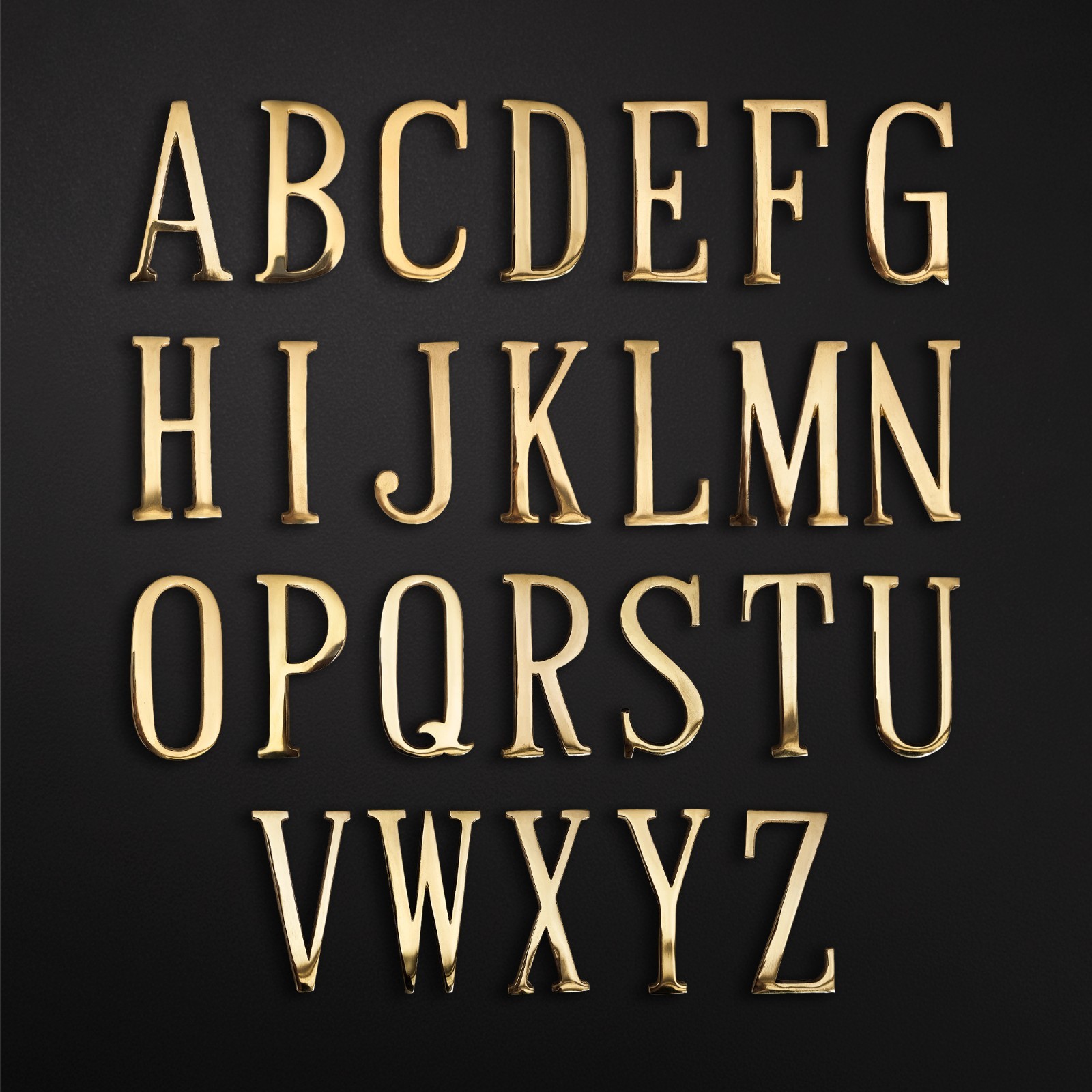 100MM (4Inch) Brass Home 26 Brass Polish Gold Alphabet Letters AtoZ Wall Mounted