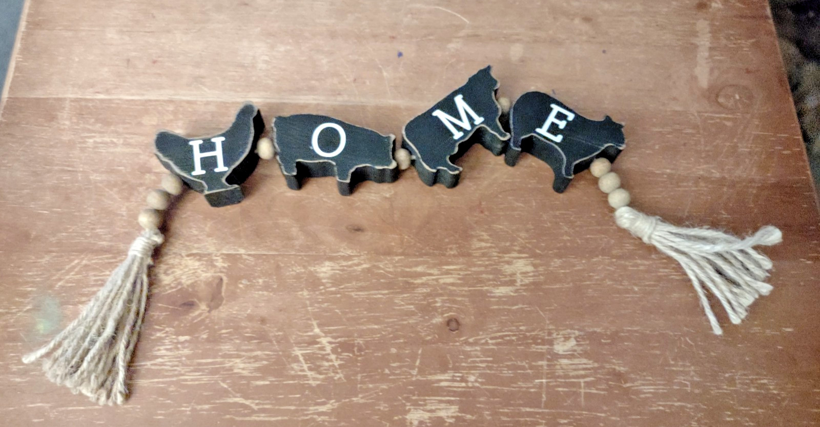 Rustic Wood Farm Animal HOME Garland Garland Farmhouse Tiered Tray Decor