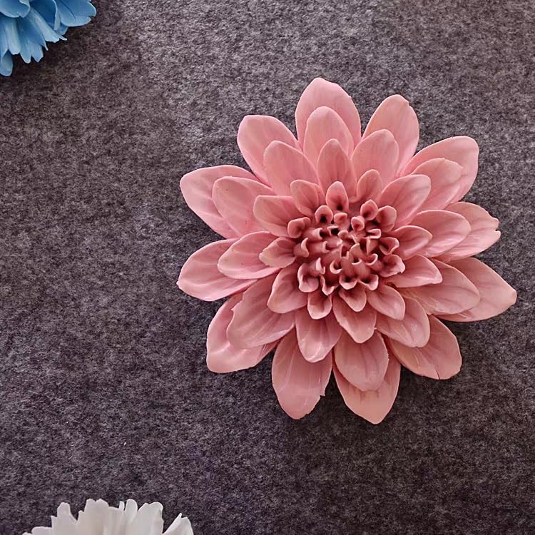 AMERRY Ceramic Wall Art – 3D Flower Hanging Sculpture, Handmade Porcelain Dec…