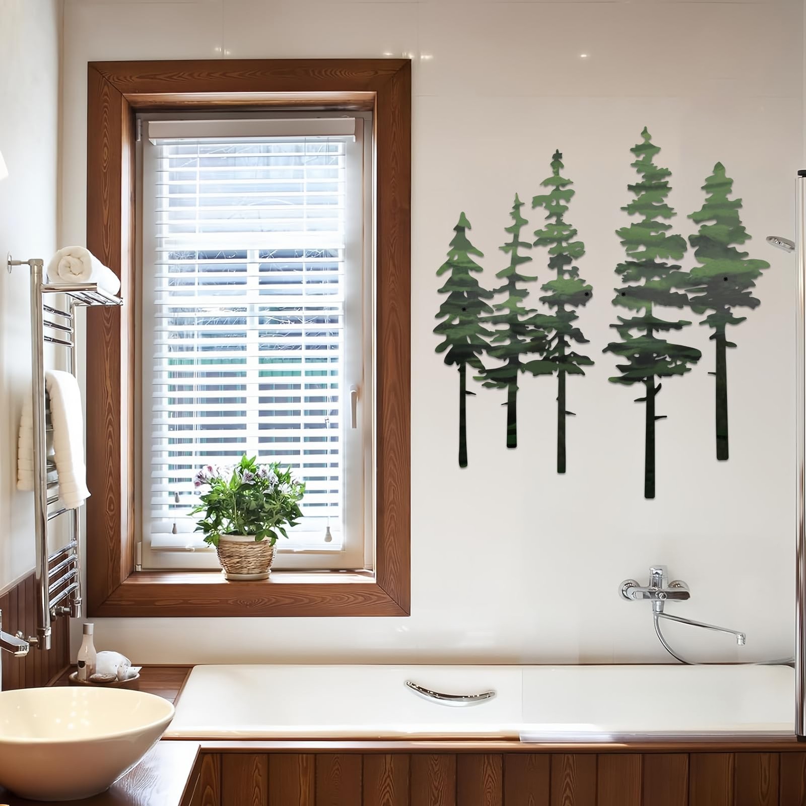 Metal Pine Tree Wall Art, Metal Tree Wall Decor, Nature Rustic Farmhouse Cabi…