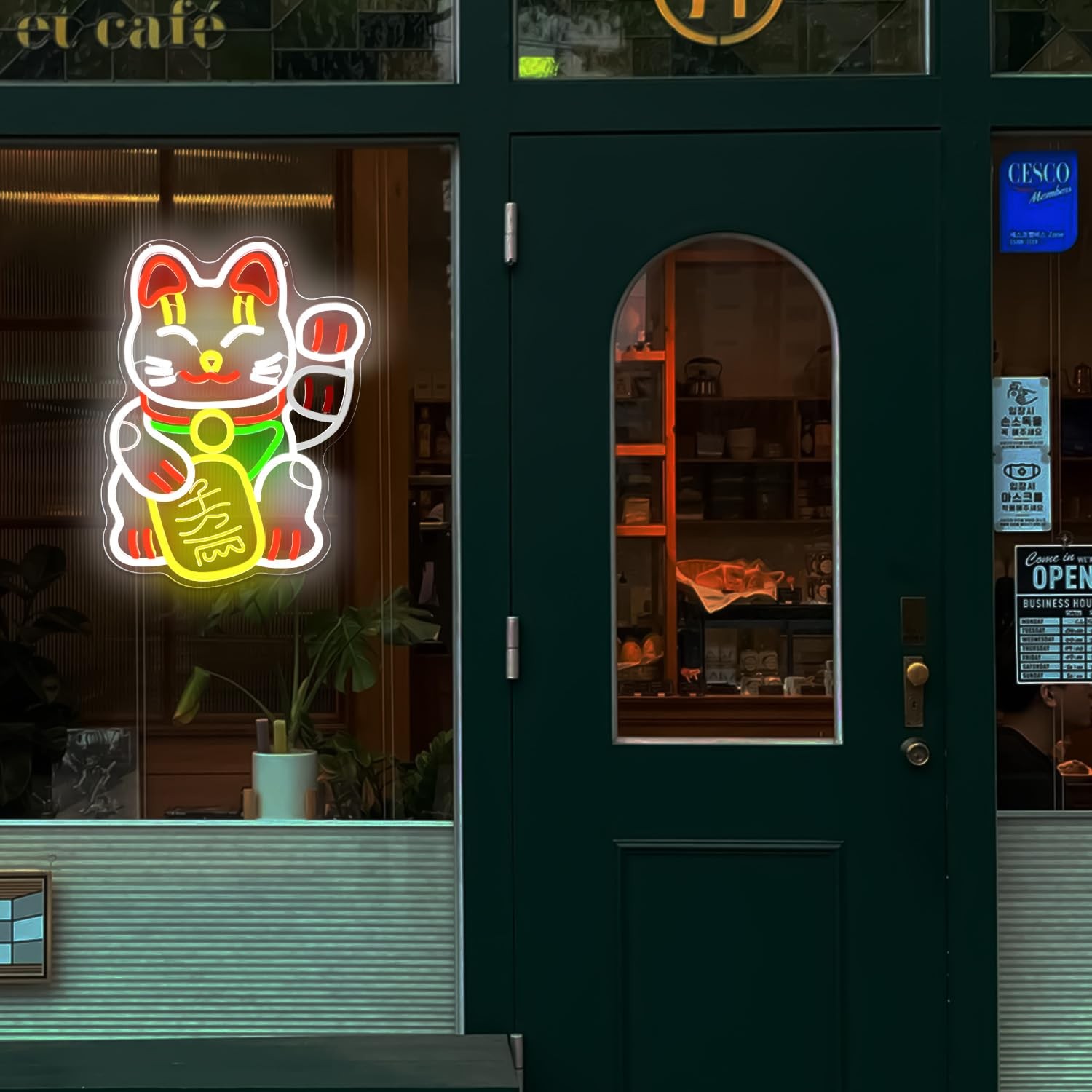 Waving Lucky Cat Neon Sign for Wall Decor Fortune Cat Led Sign Animated Maneki