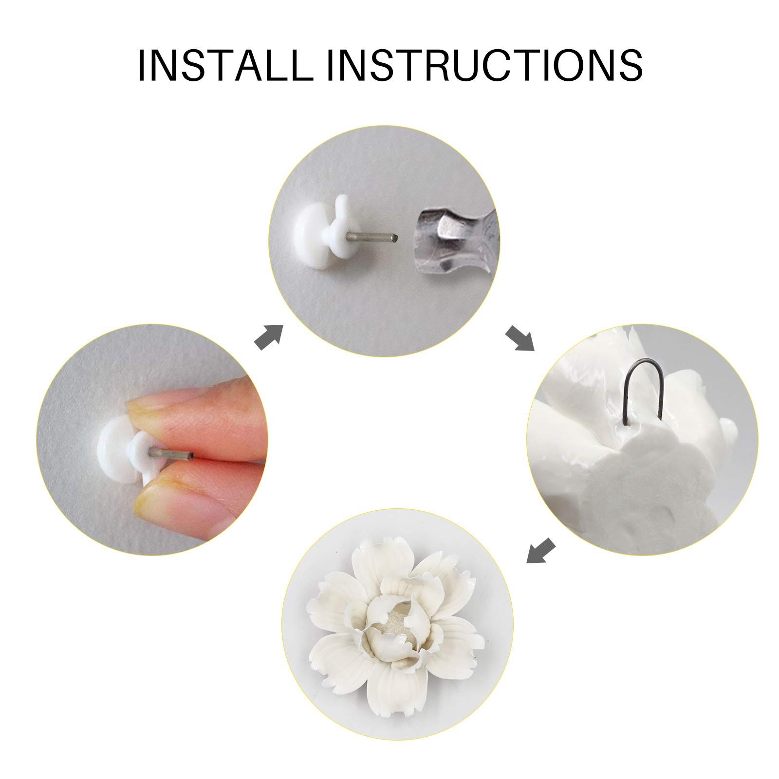 5 Pcs Ceramic Flower Wall Decor Handcrafted 3d Hanging Porcelain Flowers Wall Ar