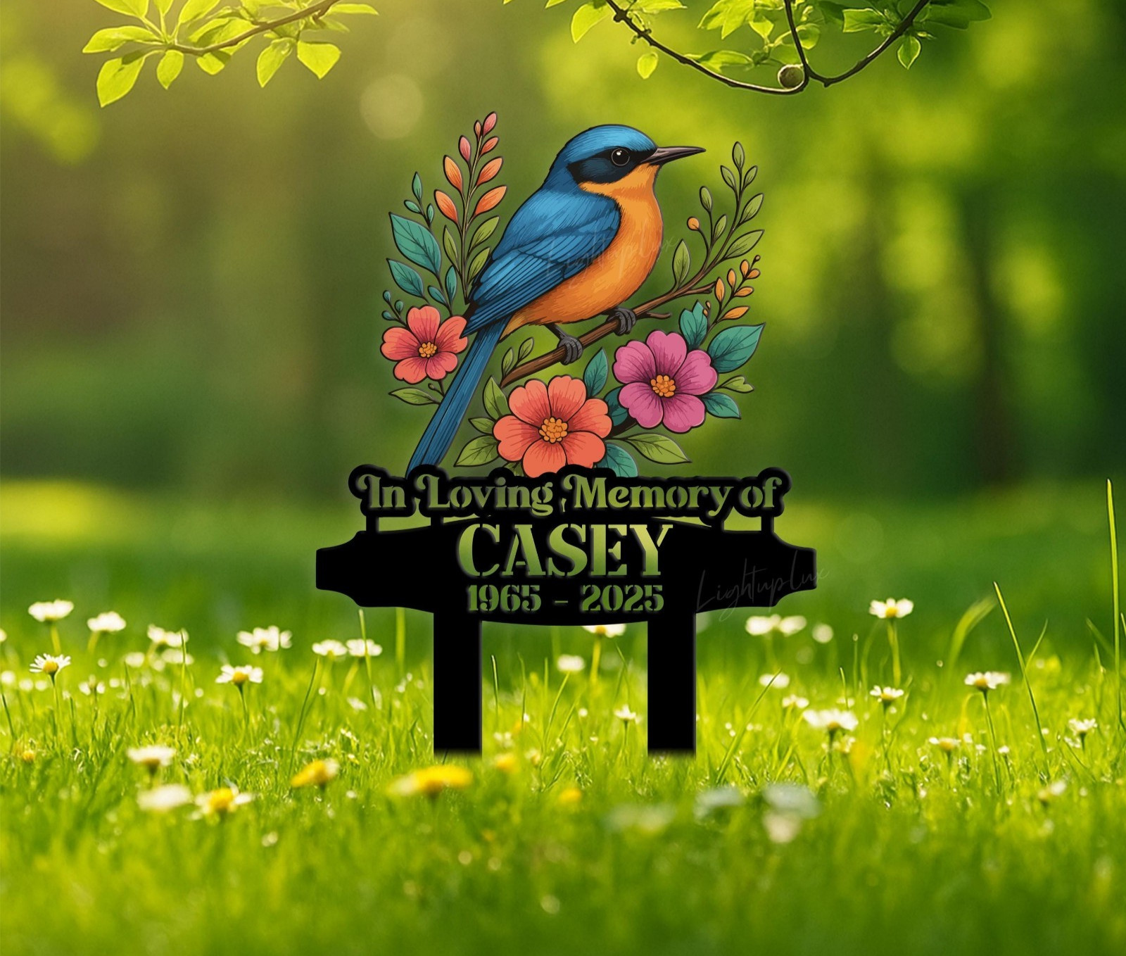 Personalized Bird Memorial Garden Stake, Pet Sympathy Grave Marker Gift