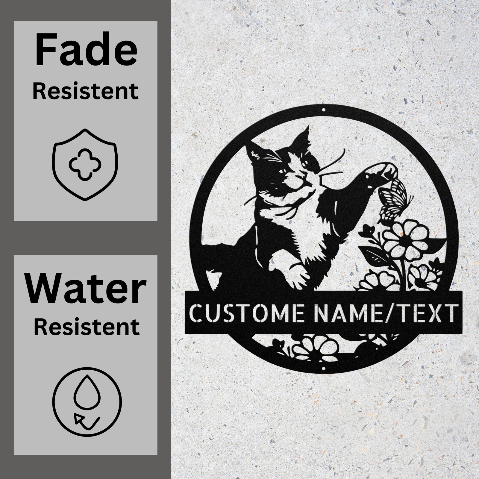 Personalized Cute Cat Metal Sign Custom Pet Wall Decor Gift for Cat Lovers
