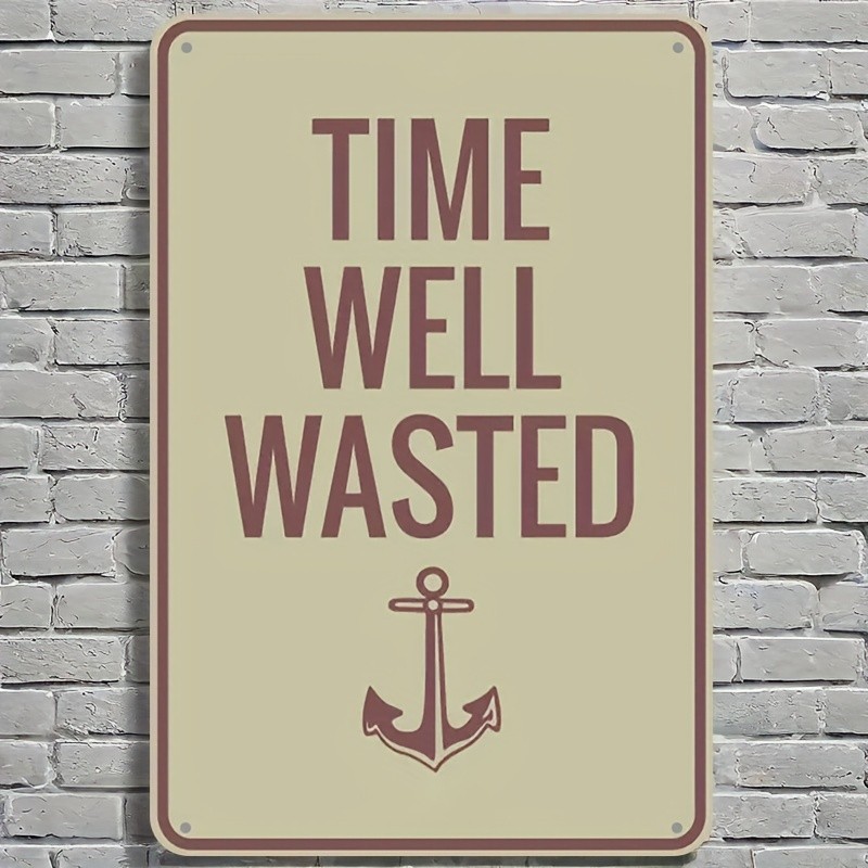 Vintage Anchor Metal Tin Sign 8×12 Inch Beige Brown