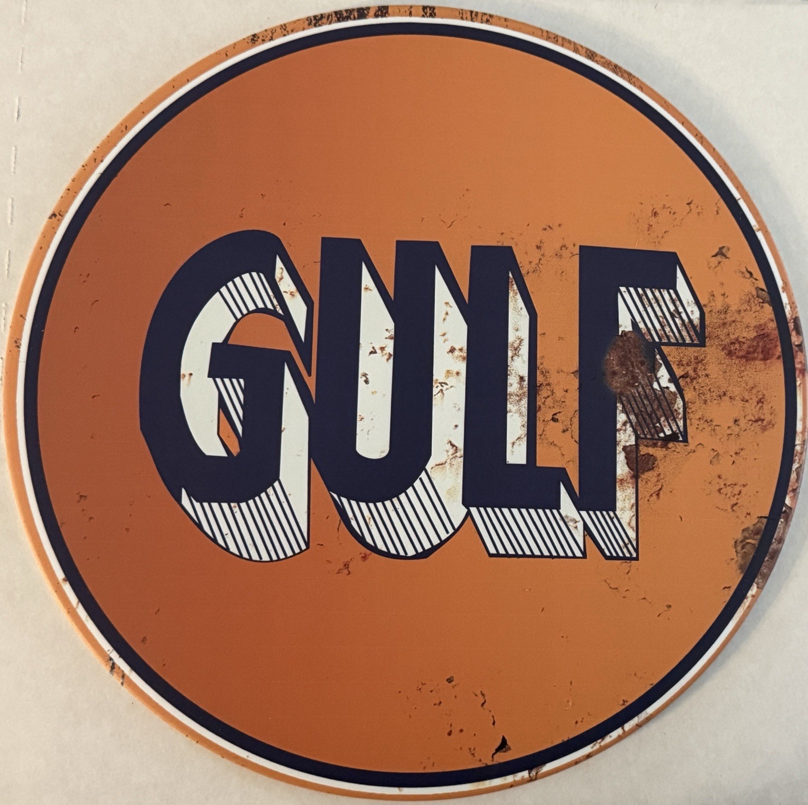 Retro Gulf Metal Tin Sign Round Garage Wall Decor Metal Oil And Gas Ad