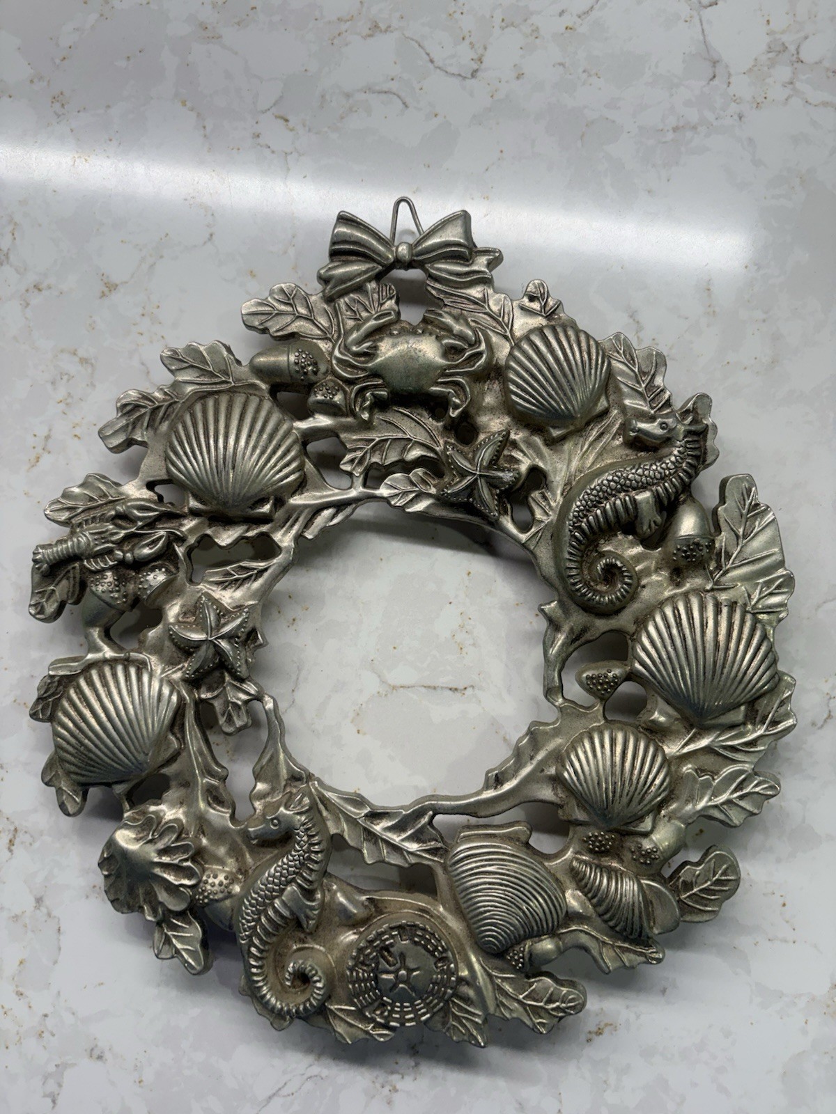 Godinger Sea Treasure Silver Plated Wreath Coastal Shells Ocean Wall Plaque 9″