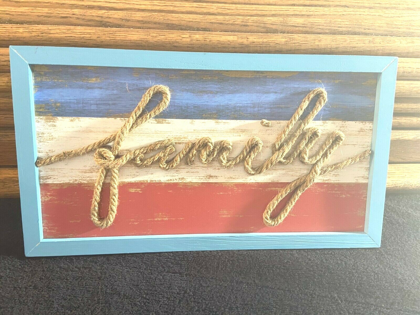 NWT! THE PIONEER WOMAN SIGN “FAMILY” WRITTEN IN ROPE RED, WHITE AND BLUE SUMMER