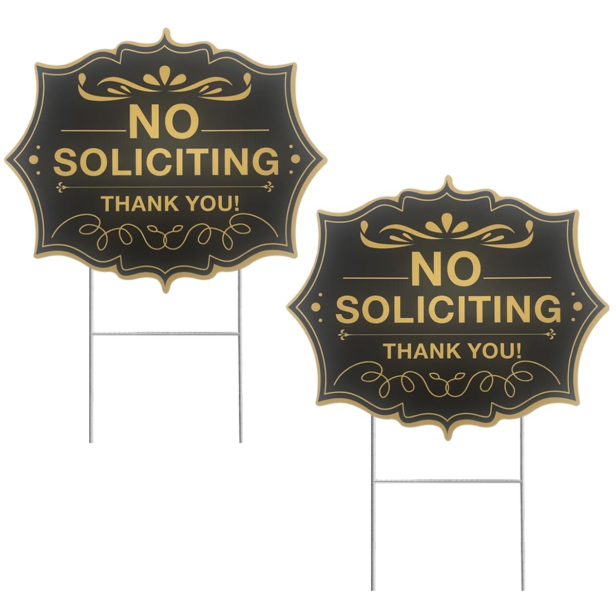 No Soliciting Sign for House with Stake, 2Pack 10″x12″ DoubleSided, HStake Me…
