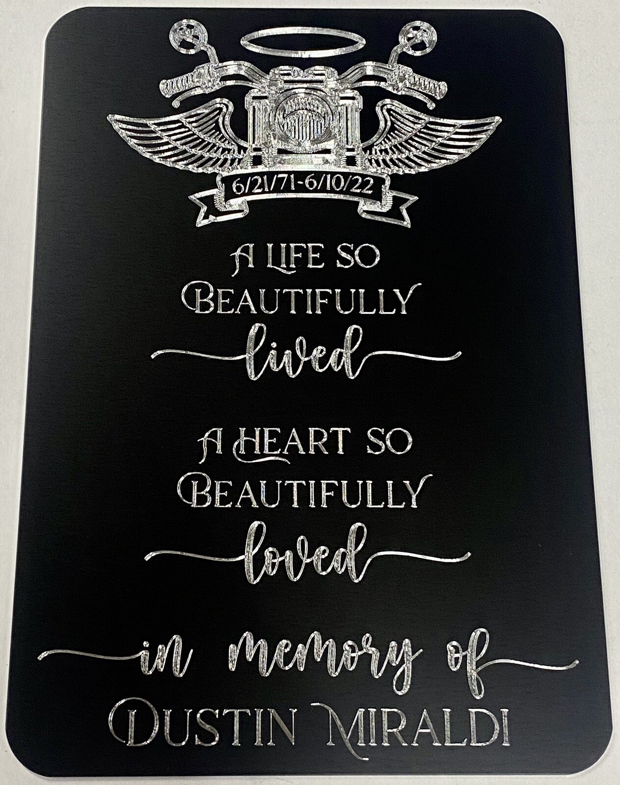 Personalized Motorcycle Bike Memorial Grave Marker In Memory Sign 10×7 Plaque
