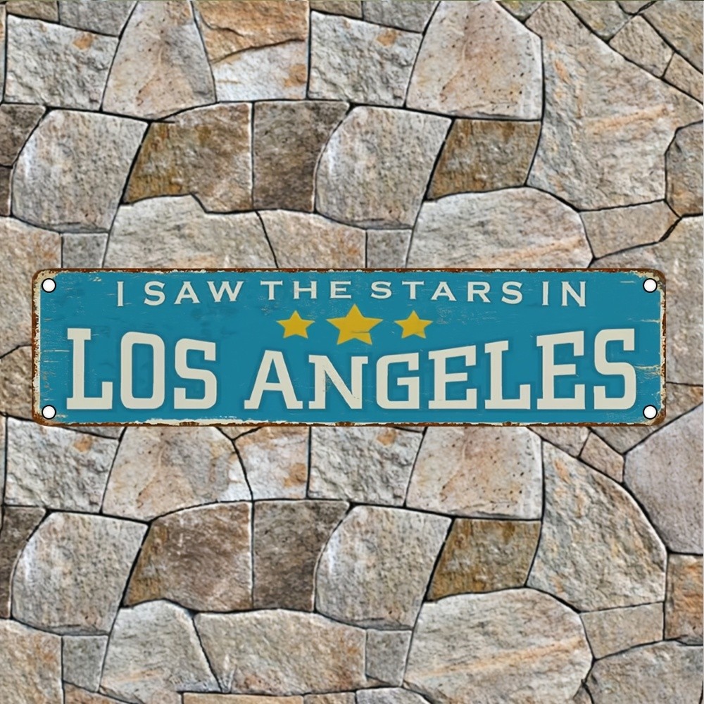 Vintage I Saw The Stars In Los Angeles Metal Sign Rustic Home Bar Wall Decor