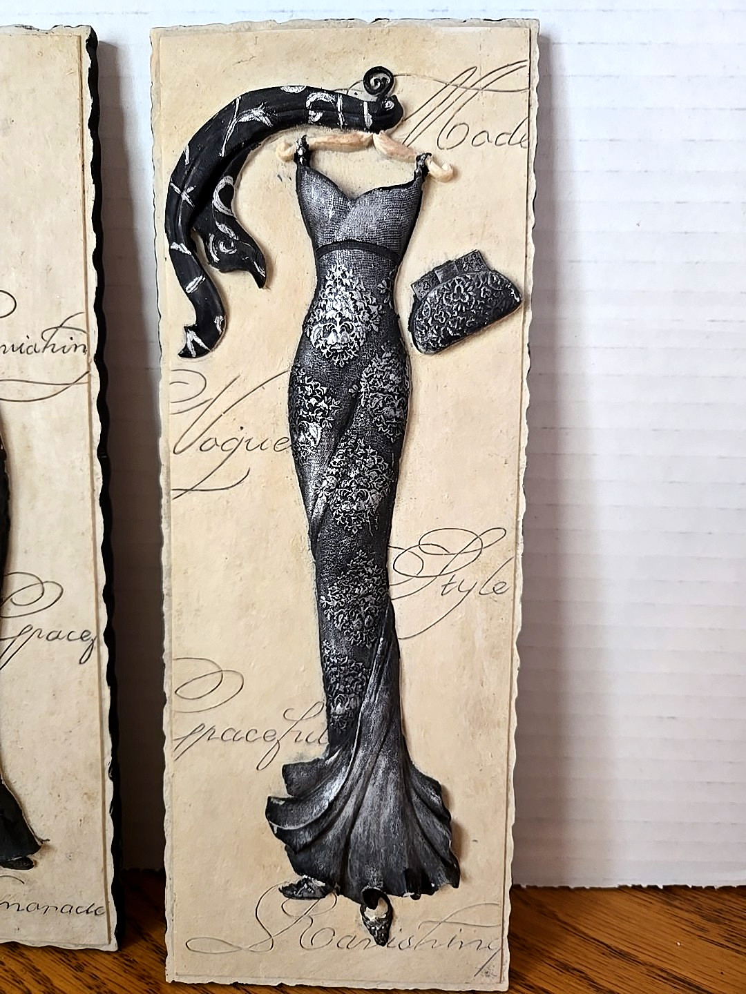 Set Of 2 Slate Fashion Wall Decor~~ 8-3/4 in x 3-1/5 in