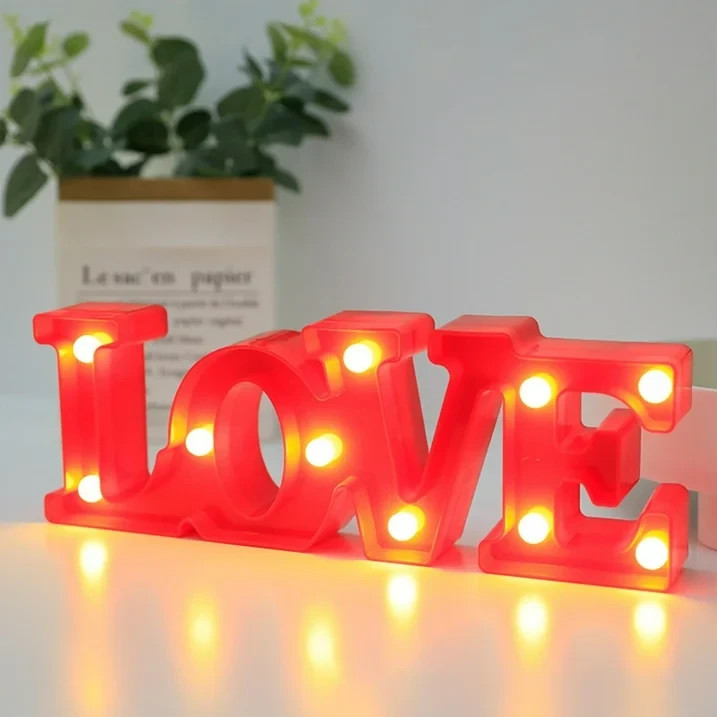 NEW LOVE LED Marquee Sign Red Light Up Letter Decor 12” Battery Operated