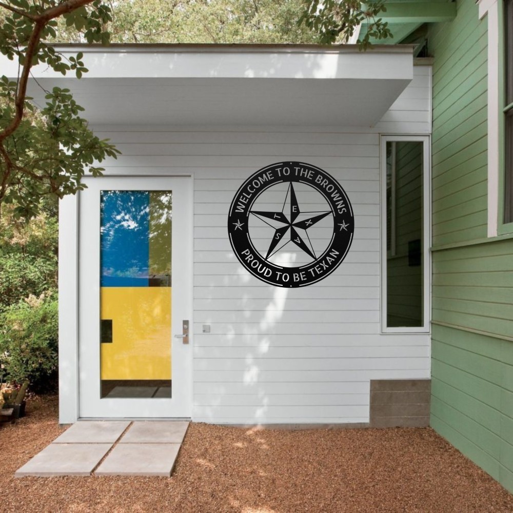 Personalized Texas Star Metal Sign Custom Name Rustic Lone Star Wall Decor