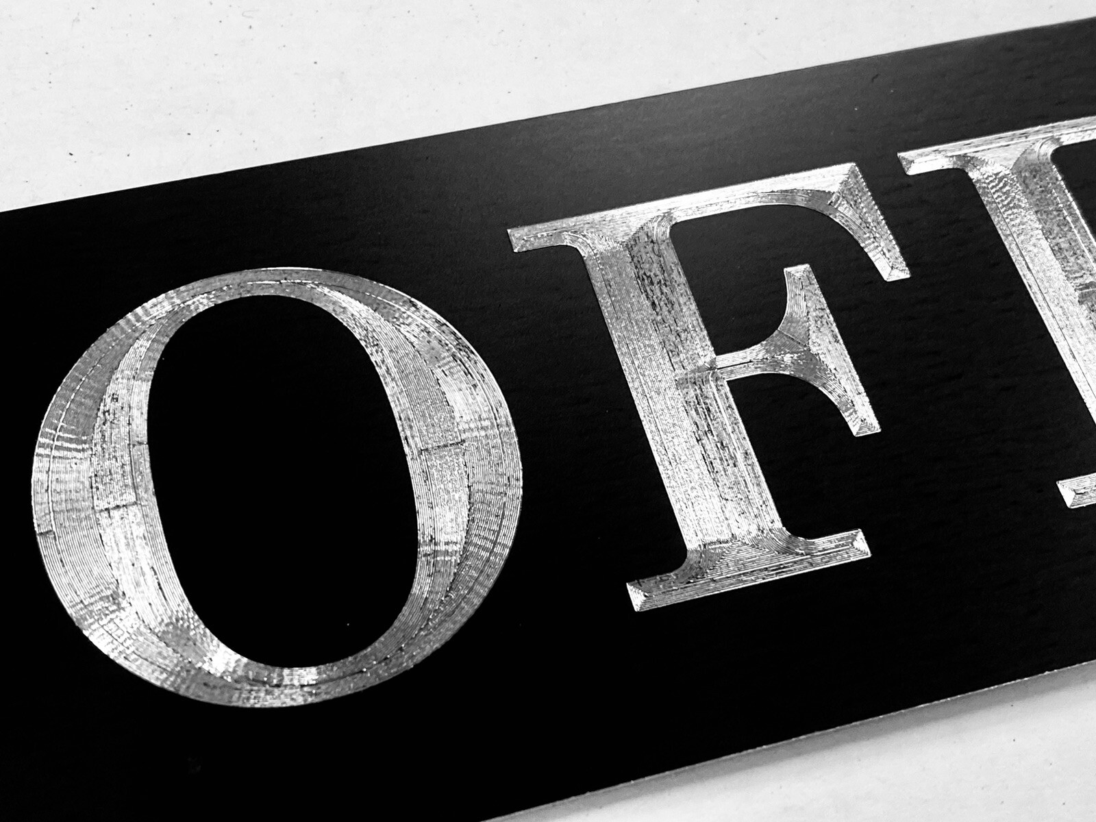Engraved Custom Office or Any Text Diamond Etched Aluminum Metal 12×3 Black Sign