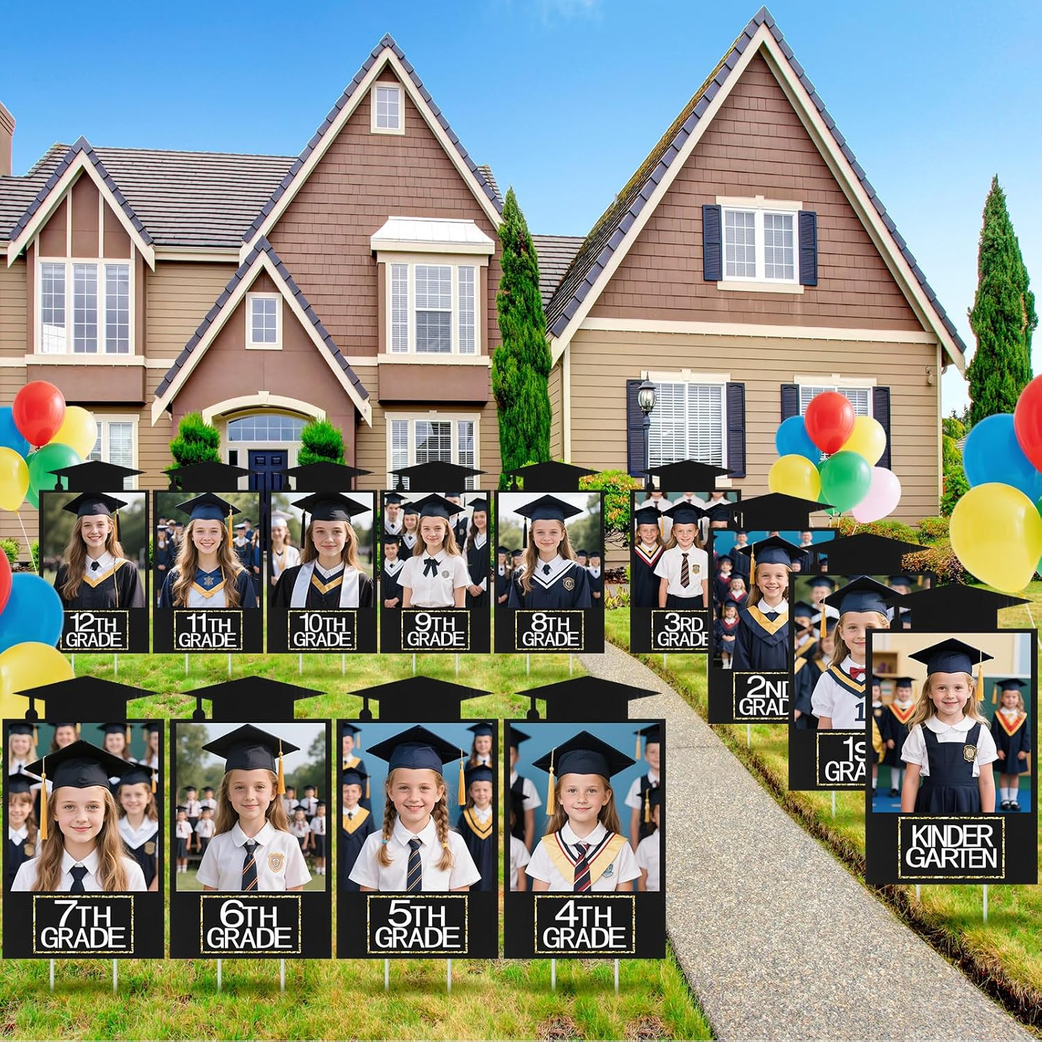 Briwooody 13 Pcs DIY Graduation Yard Sign 2026 Including Kindergarten to 12Th Gr
