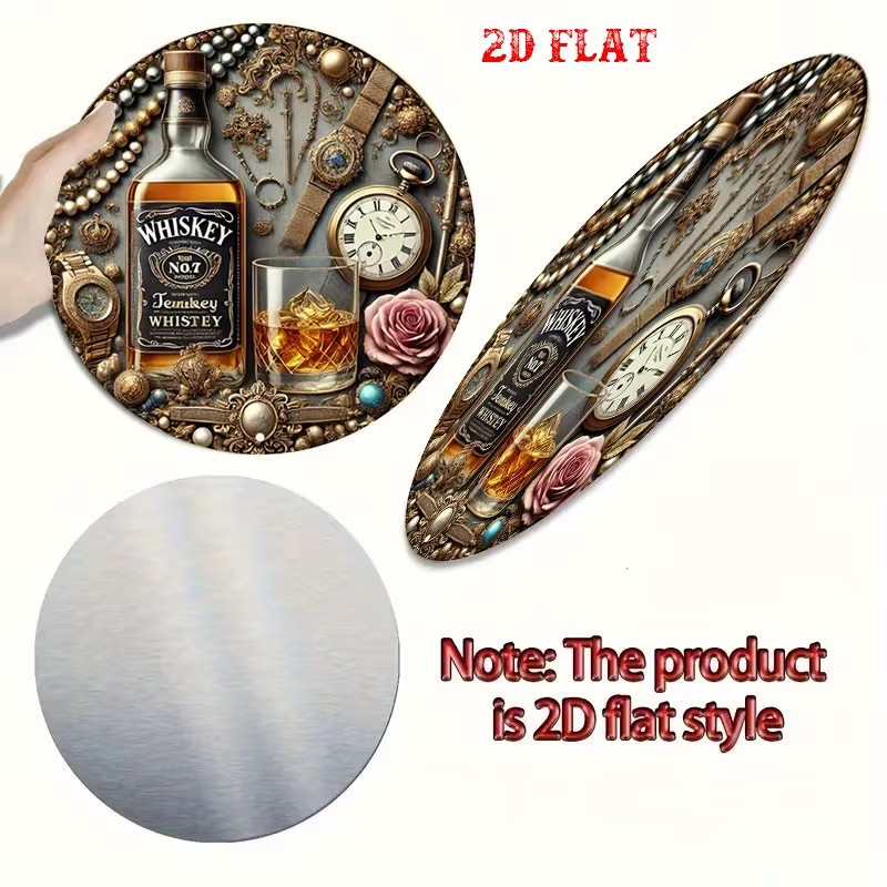Whiskey Aluminum Metal Tin Sign, Retro Round Aluminum Sign, Misspelled sign