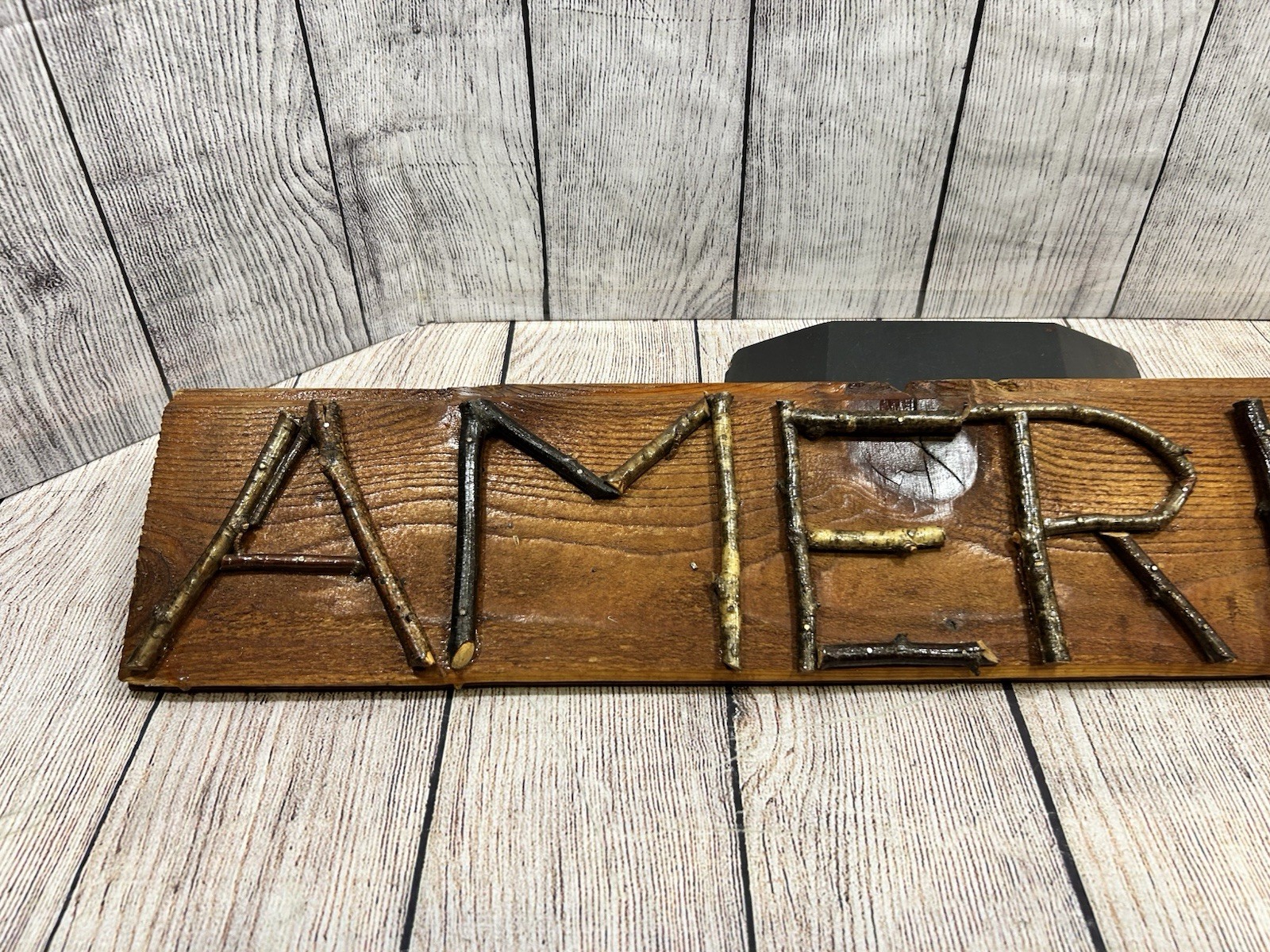Rustic AMERICA Twig Letter Folk Art Reclaimed Wood Cabin Wall Sign Handmade