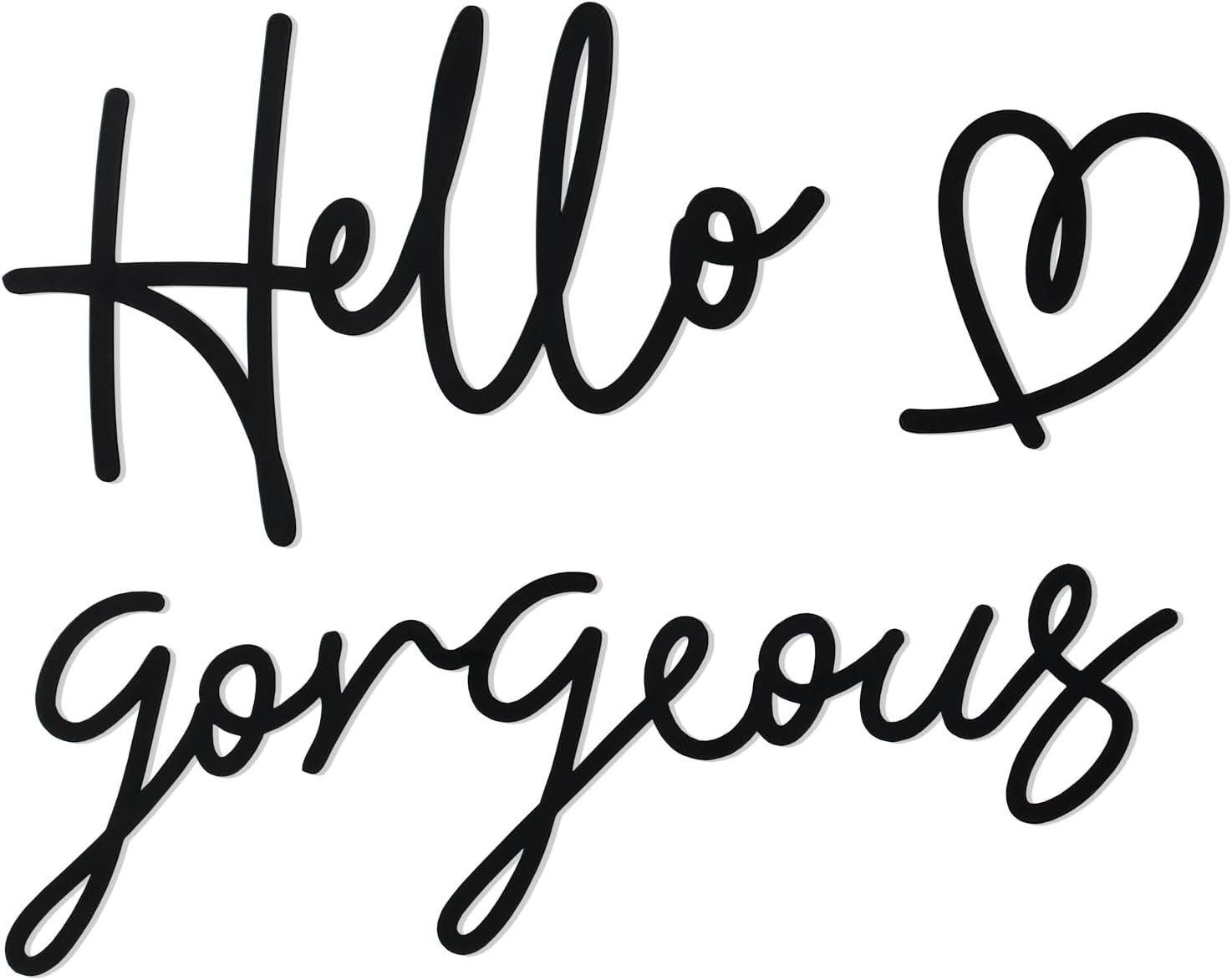 Hello Gorgeous Heart Sign Wall Decor Black Metal Wall Decor Modern Hello Gorgeou