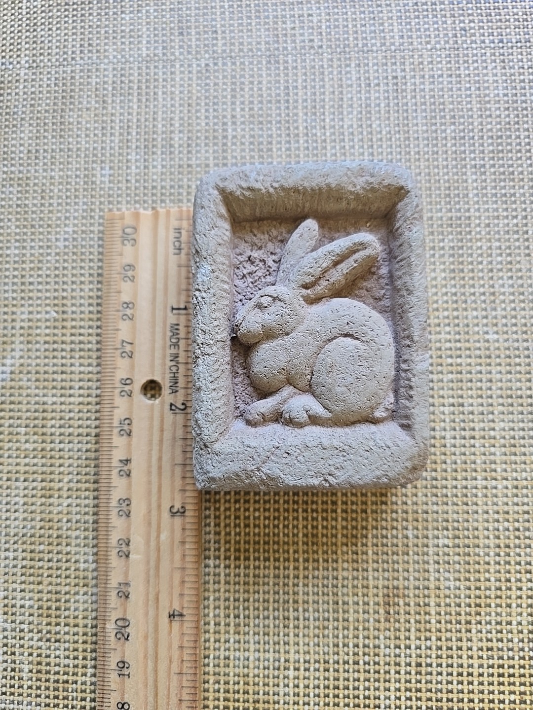 2 VTG 90s Carruth Plaque Mini Garden Stone Sculpture Bird Rabbit 3D Wall Hanging