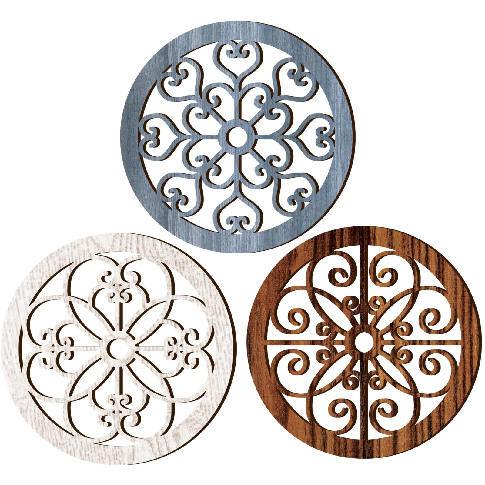 Blulu 3 Pieces Thicken Rustic Wall Decor Farmhouse Wall Art Decor Wood Hangin…