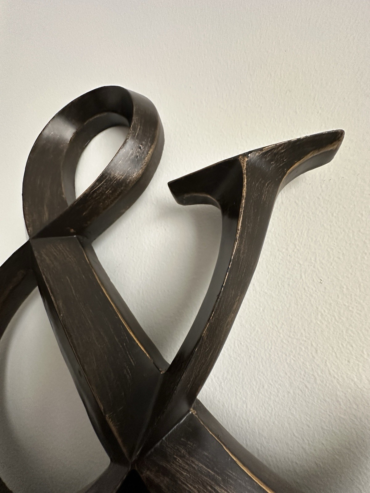 Ampersand Wall Decor 12x12x1.25″ Gold Black Brown Wood – Good Condition