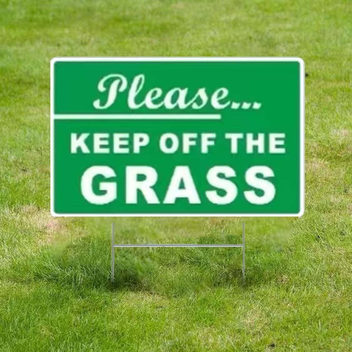 2 PCS Please Keep Off Grass Sign Double Sided Corrugated Plastic 12×8 Inch