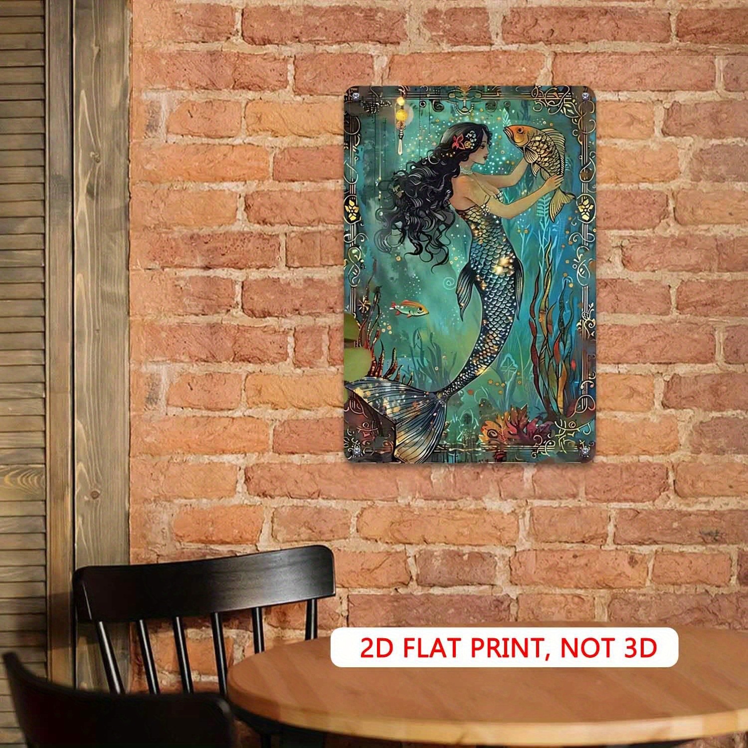 Vintage Mermaid Underwater Metal Sign Retro Ocean Nautical Home Wall Decor Gift