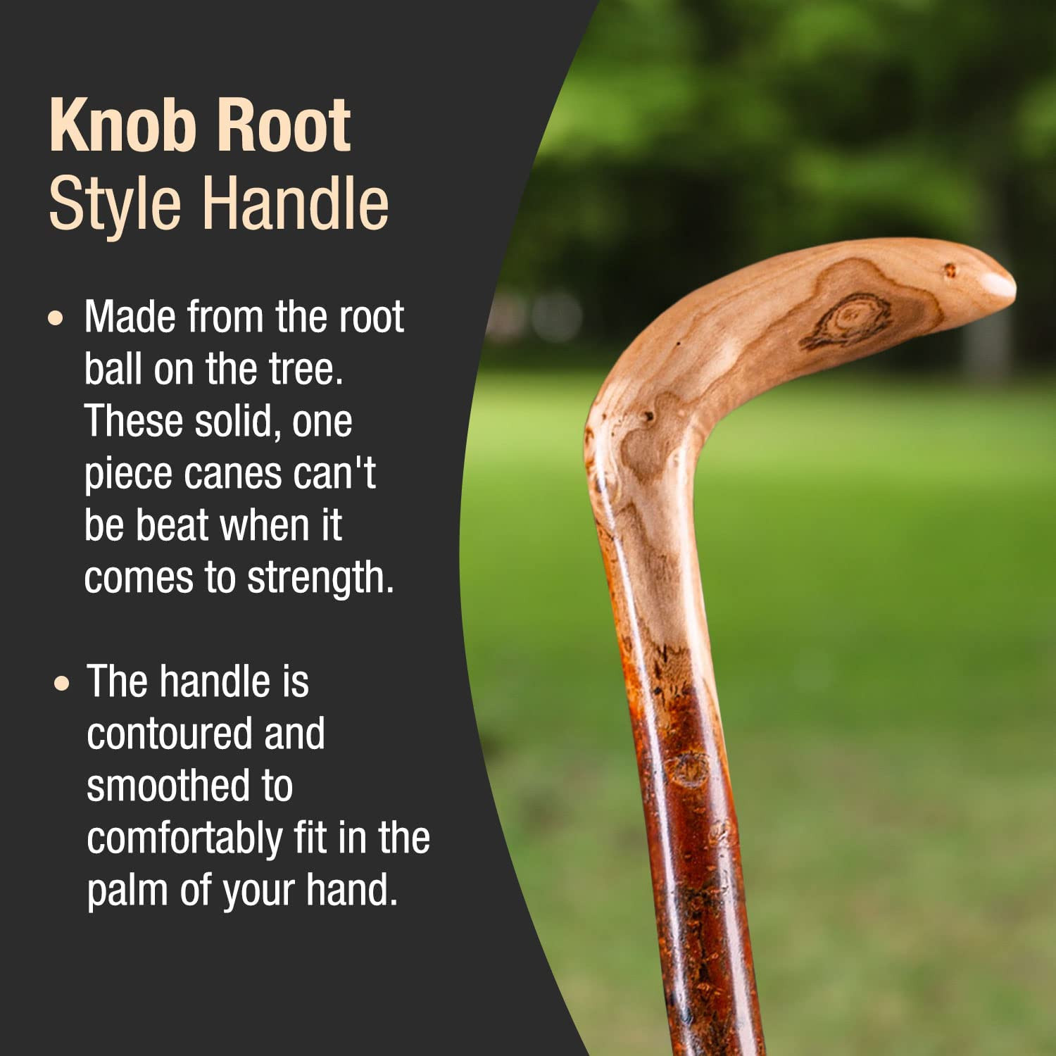 Walking Cane Rustic Natural Wood Lightweight Handcrafted USA For Men And Women
