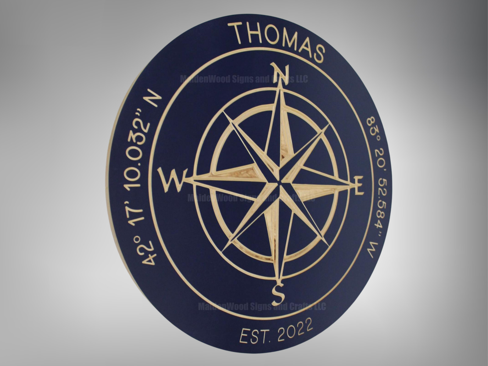 Custom Last Name Established Sign with Latitude and Longitude GPS Address Home