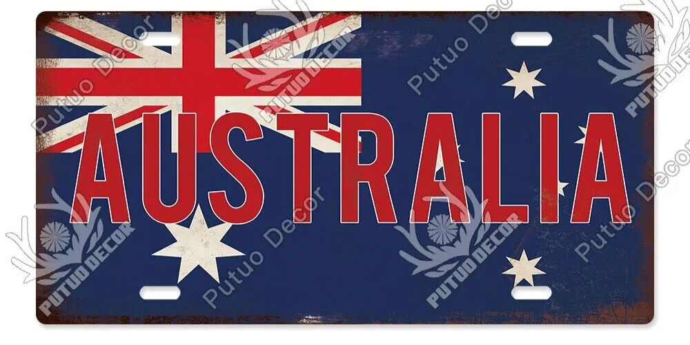 Australia Flag Decorative License Metal Plate Vintage Travel Sign Wall Plaque