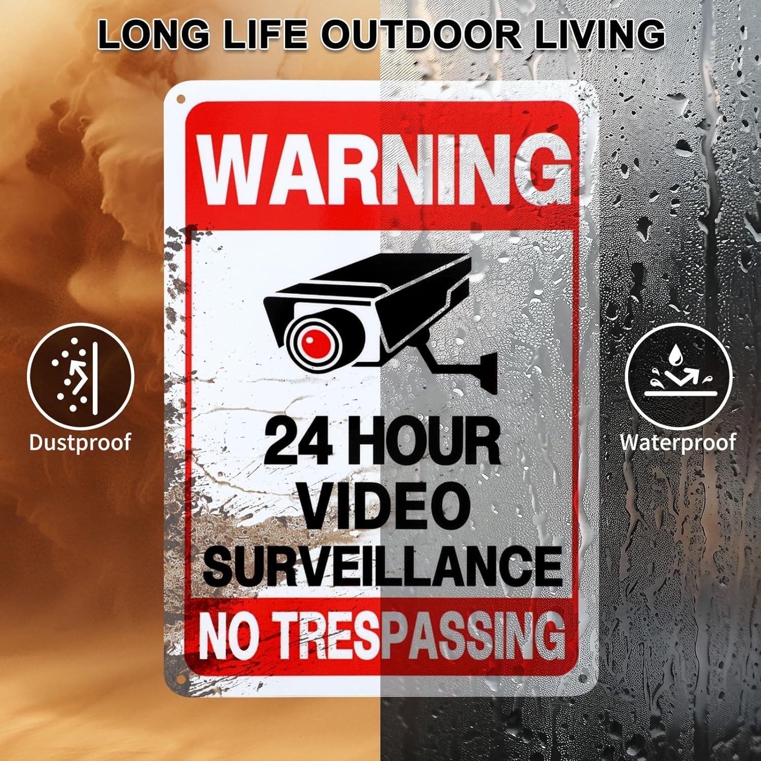 Alarm Your Property: 2 Pack No Trespassing Signs – Heavy Duty, 24/7 Monitoring