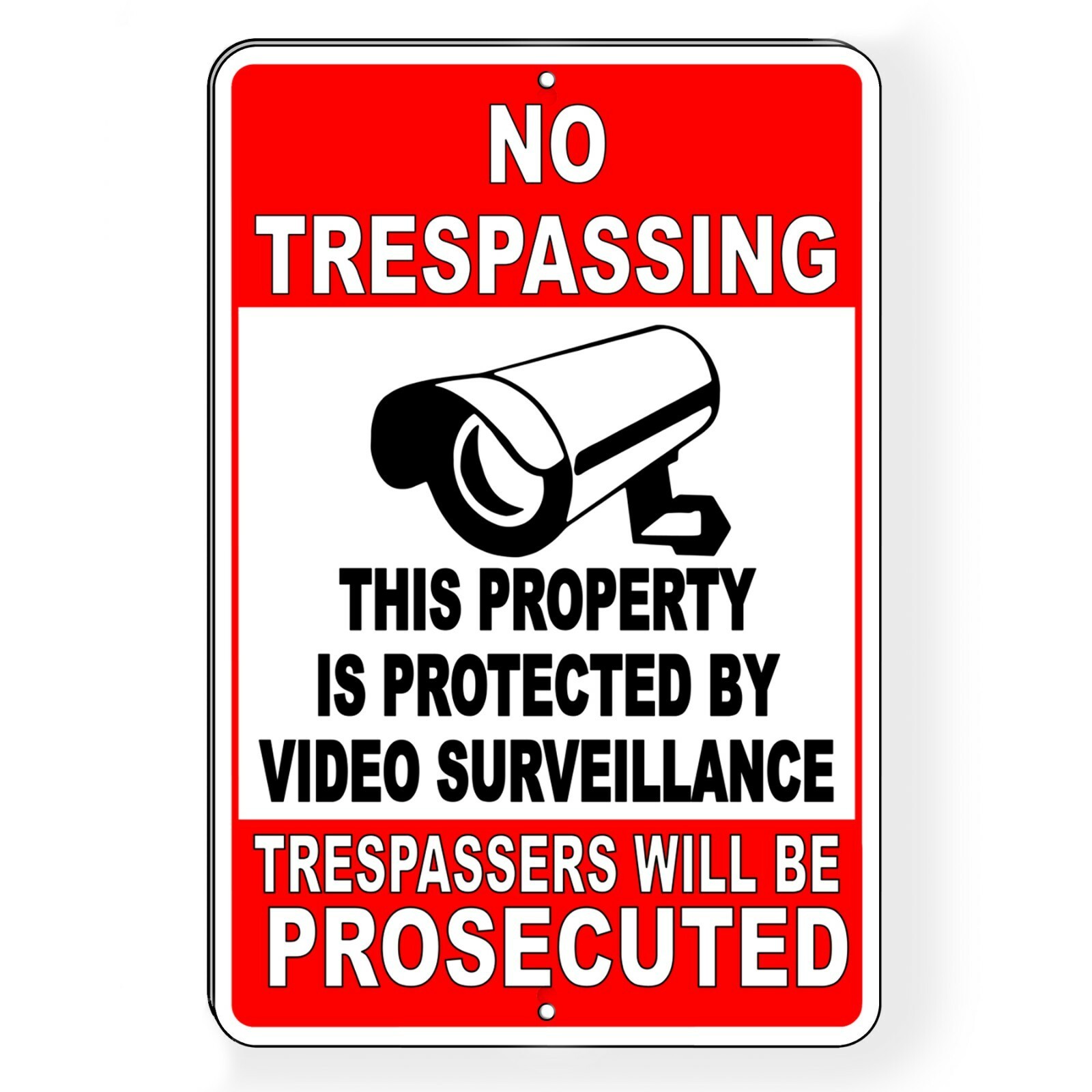 No Trespassing Sign Property Protected By Video Surveillance Alarm Keep Out