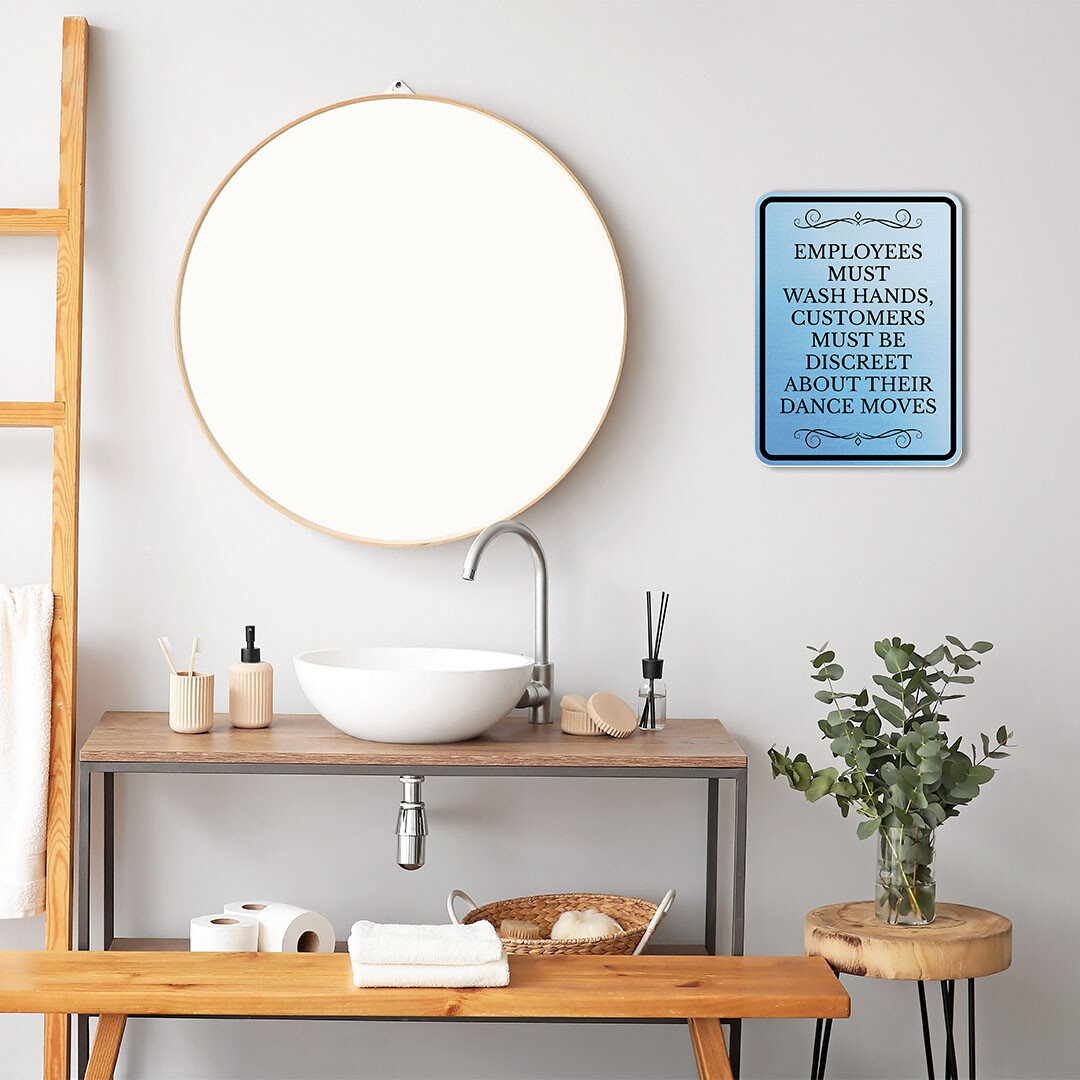 Portrait Round Plus Employees Must Wash Hands Wall or Door Sign