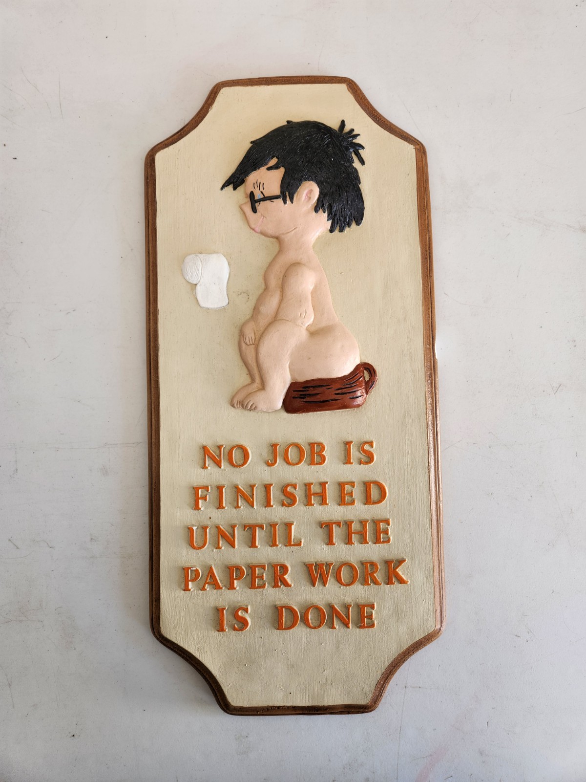 Humorous Wood Bathroom Plaque Sign, Decorative Novelty, Vertical Wall Hanging