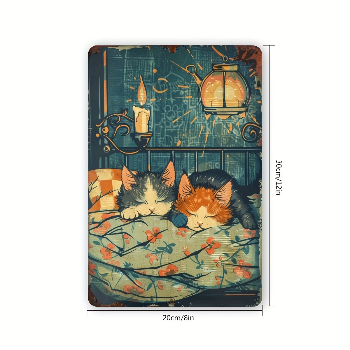 Vintage Sleeping Cats Tin Sign – Retro Wall Art Decor for Home, Kitchen, Bedroom
