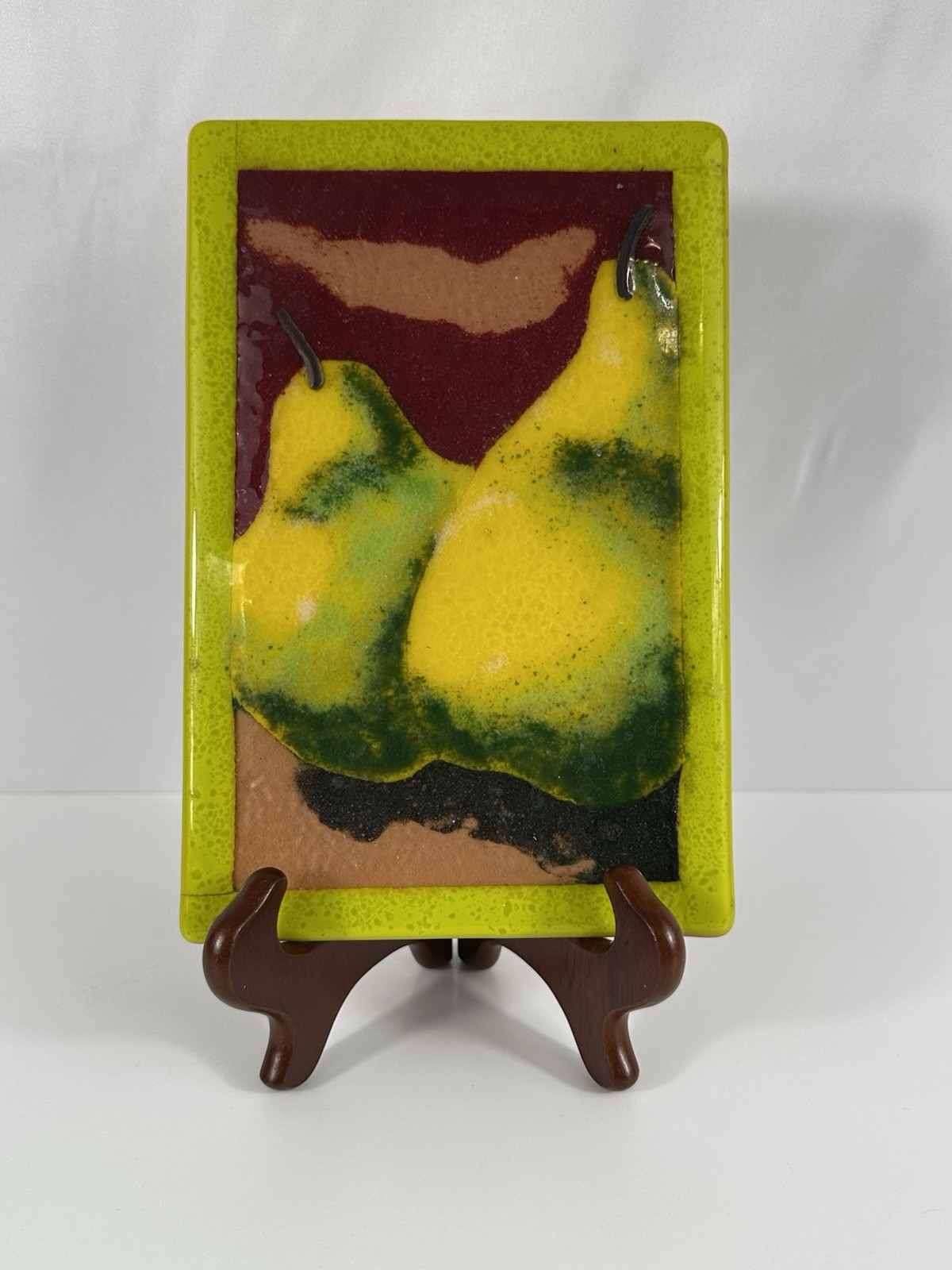 Unique Rare One Of A Kind Ceramic Pear Plaque Home Decor Piece