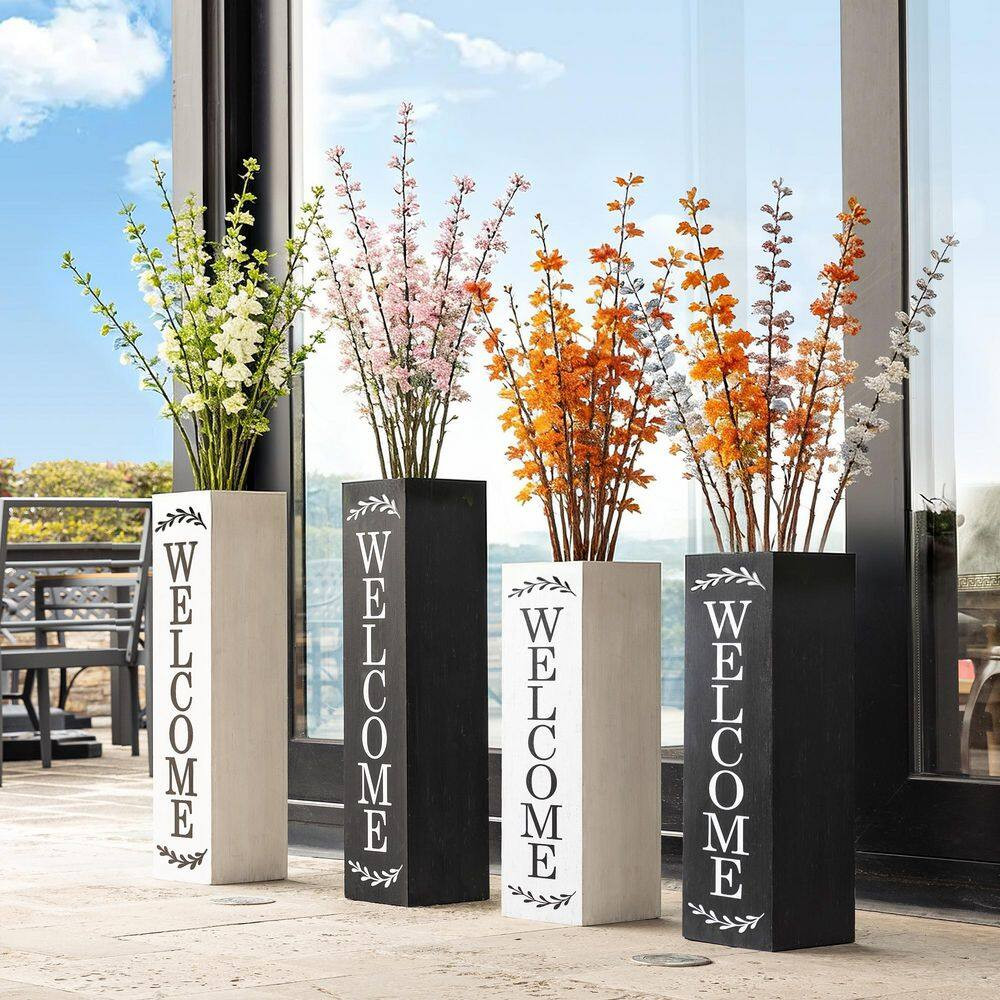 24 In. H Double Sided Solid Wood White Boxed “WELCOME PORCH” Porch Sign