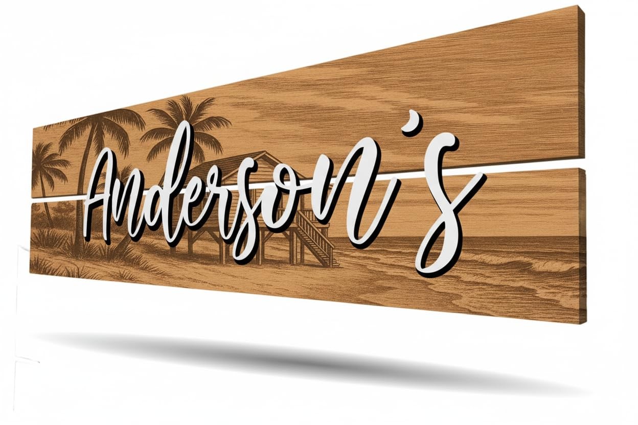 Personalized Wood Name Sign Custom Beach House Lake House Farmhouse Cabin Decor