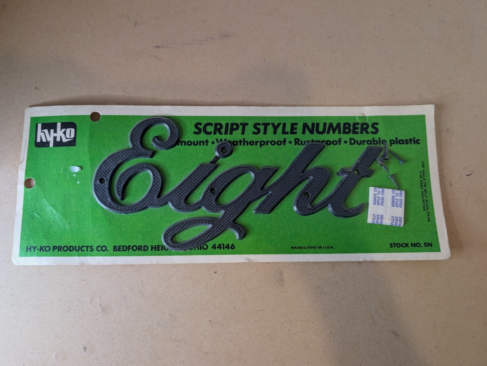 Vintage Hy-Ko Script Style House Numbers Eight Address 8.5″ Number 8 Gray